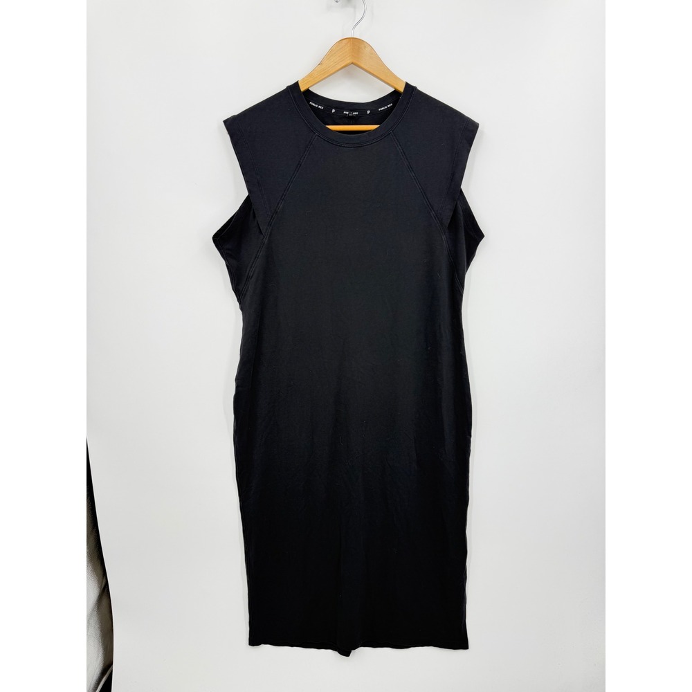 Public Rec Sleeveless GO-to Midi Dress Women XL Black Seam Athleisure Slit